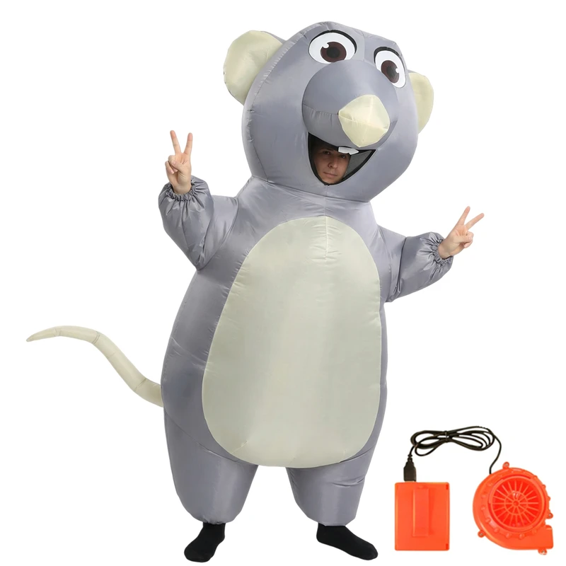Cartoon Mouse Inflatable Costume for Adults Men Women Mascot Suit with Blower Fan Battery Pack Halloween Cosplay Party - view 4