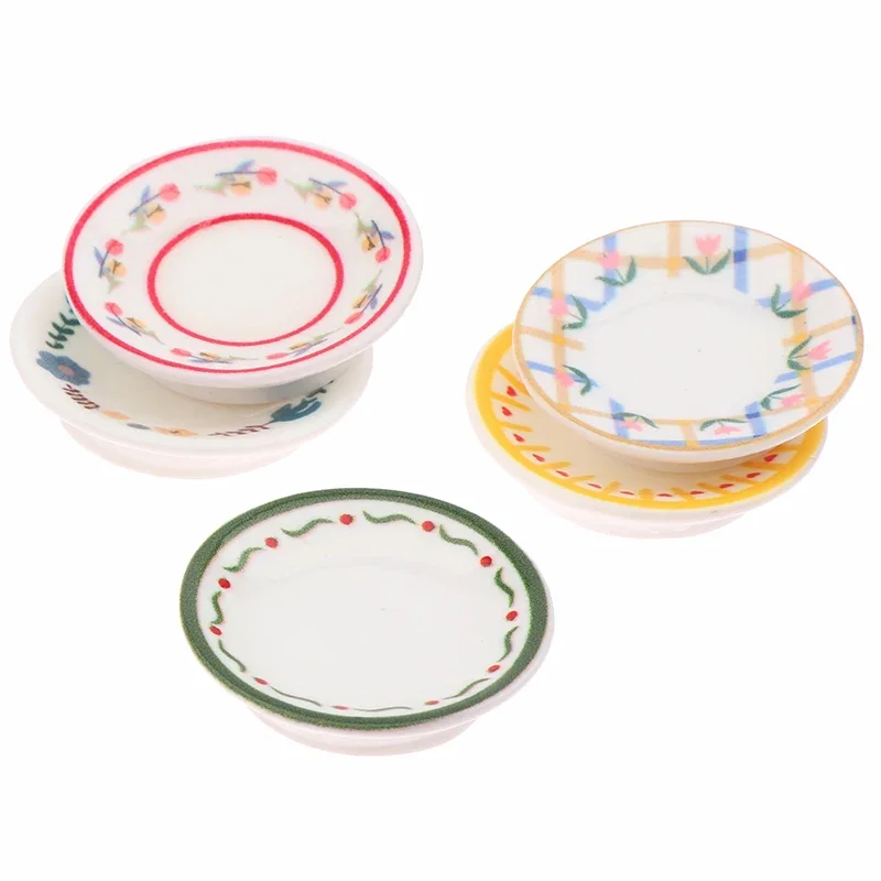 5개입 1/12 인형집 미니 모형 접시 모델 주방 액세서리 인형집 장식 어린이 역할 놀이 장난감