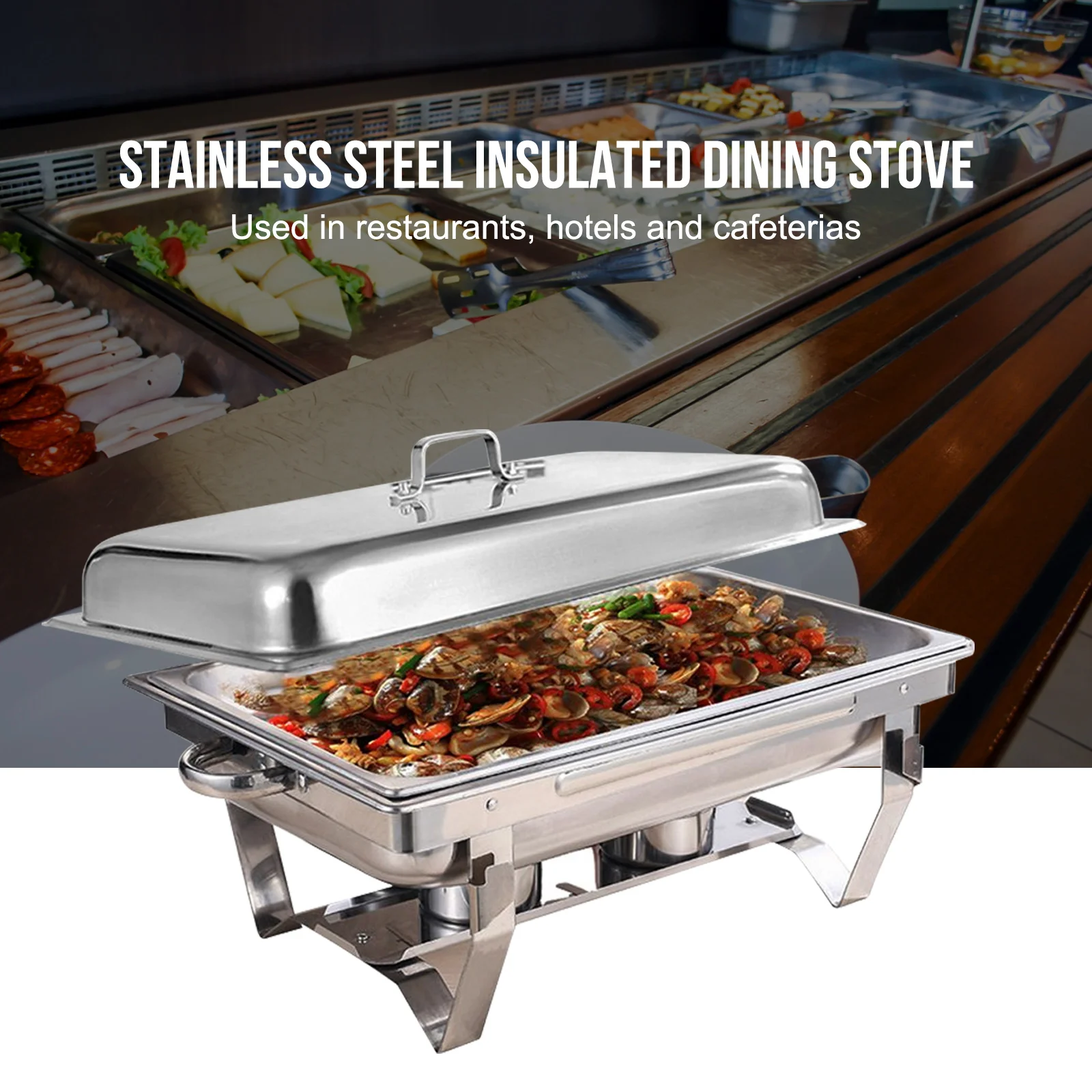 

4PCS Stainless Steel Chafer Full Size Chafer Chafing Dish Buffet Set