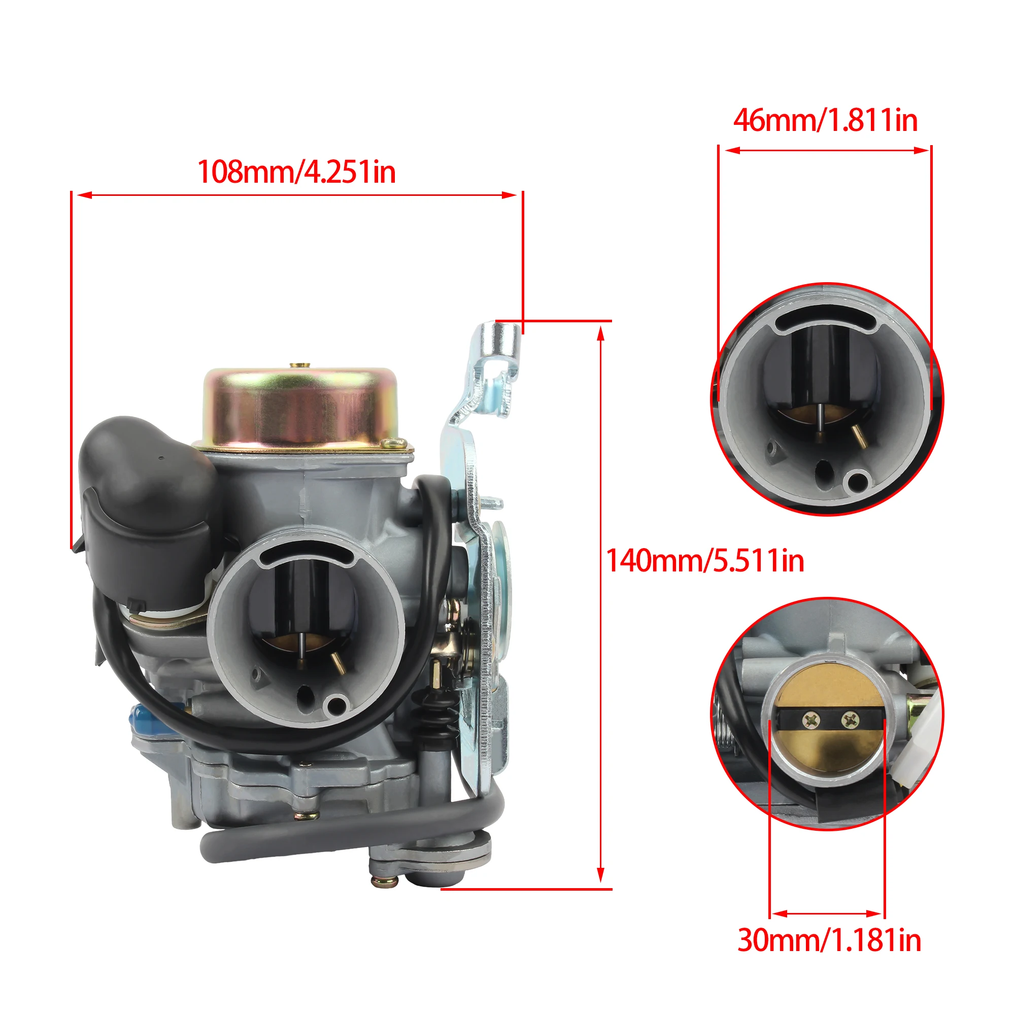 دراجة نارية 30 مللي متر المكربن PD30J ل 250cc رباعية 172 مللي متر CF250 CH250 CN250 هيليكس Qlink ركاب ATV سكوتر تبريد المياه #6