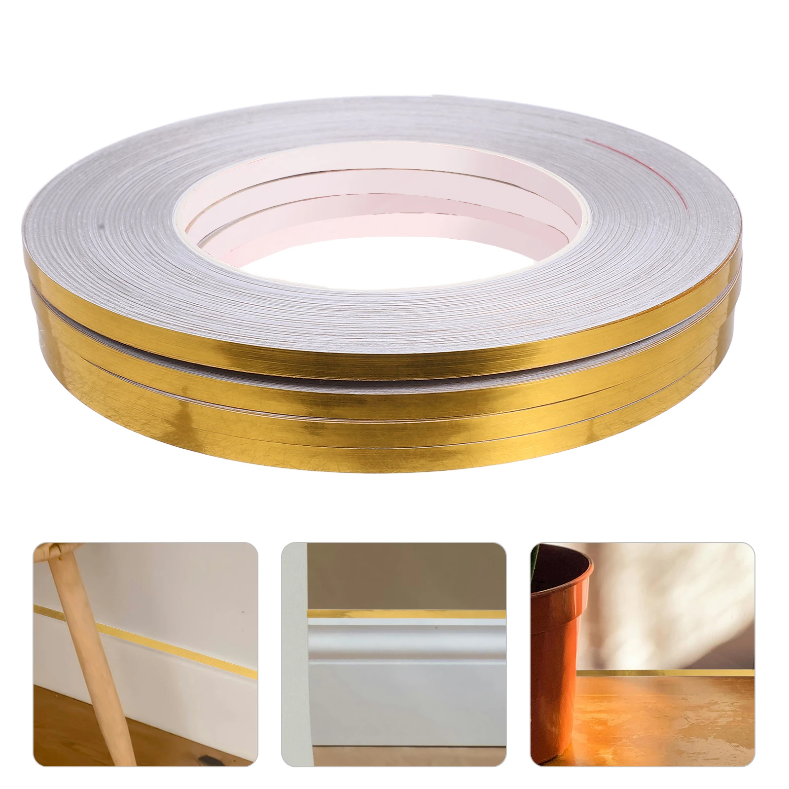 

4 Rolls Beautiful Stitching Tile Seam Sticker Kitchen Tape Decorative Gold Strips for Wall The Pet Sealing Stickers