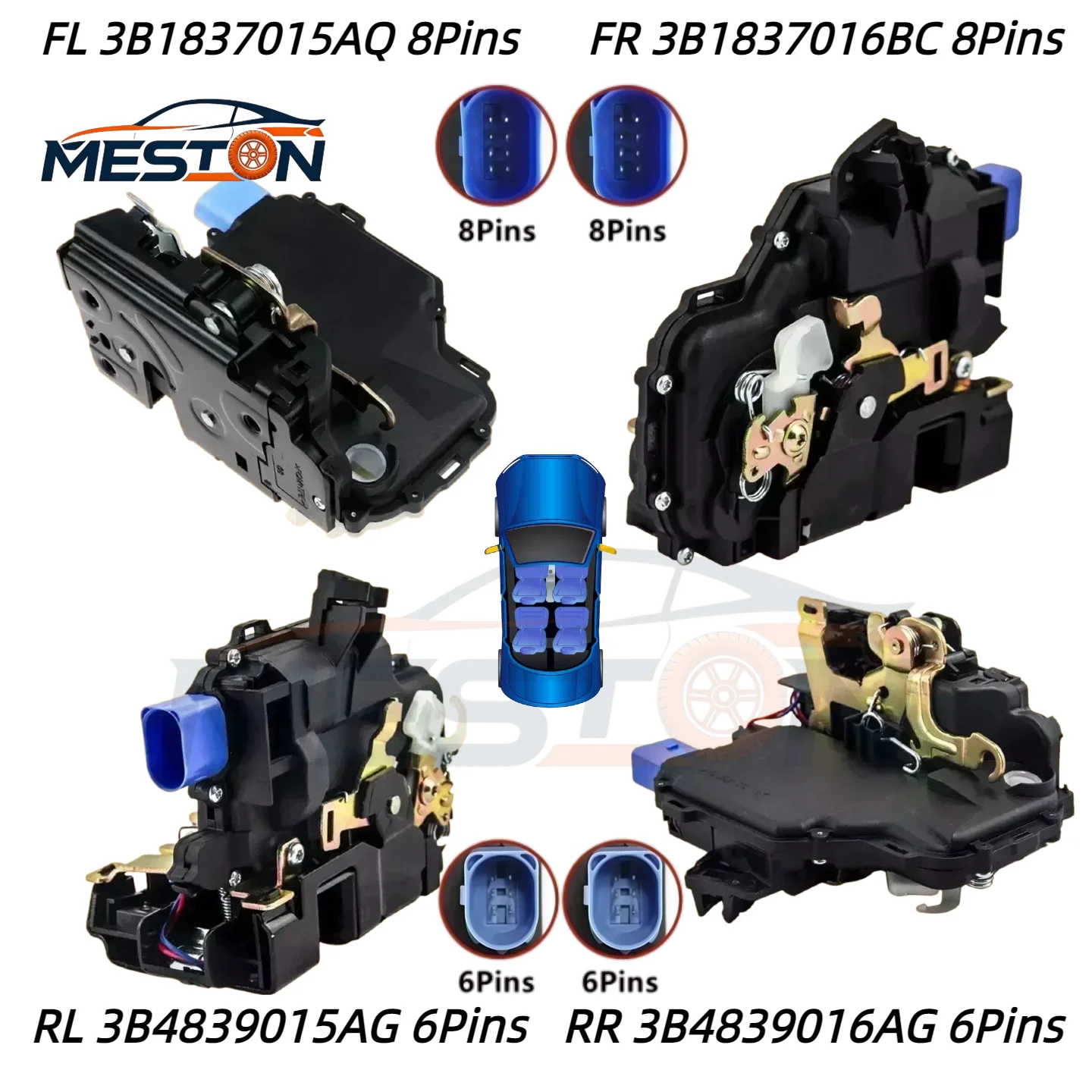 

3B1837015AQ 3B1837016BC Car Door Lock Actuator for VW Polo 9N Caddy Mk3 Transporter T5 Beetle, Skoda Fabia, Seat Ibiza Cordoba
