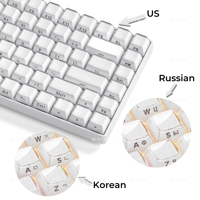 XVX Jelly Round Side Keycaps Ice Crystal Translucent White OEM Profile Russian/Korean Key cap for Cherry MX Mechanical Keyboard