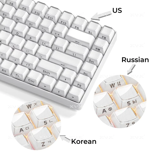 Teclas laterales redondas XVX Jelly, cristal de hielo, perfil OEM blanco translúcido, tapa de tecla rusa/coreana para teclado mecánico Cherry MX