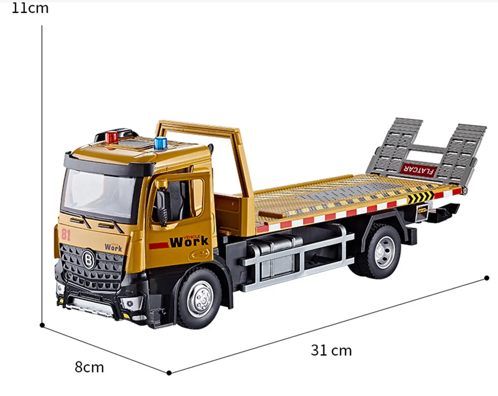 1: 24 alloy flatbed rescue car model,road clearing car toy,simulated sound and light engineering vehicle,wholesale