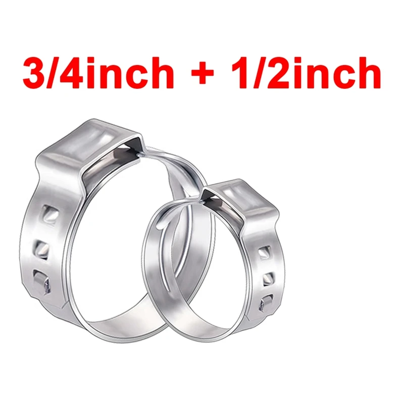 

A81M New 35Pcs PEX Clamps, Stainless Steel Pex Crimping Ring, Single Ear Hose Clamp For Pex Pipe Fitting Connections