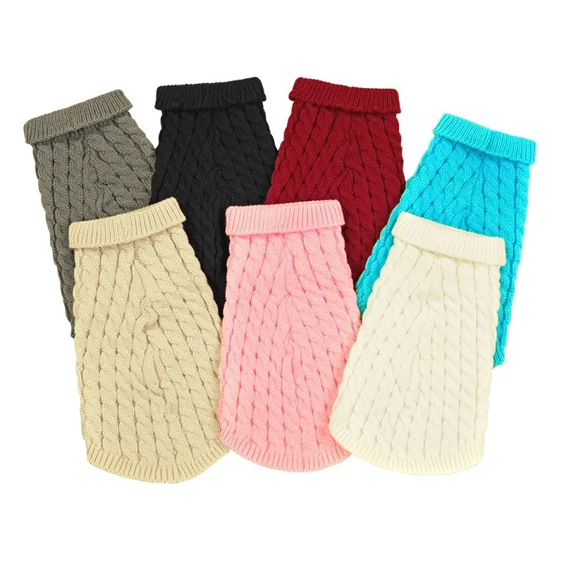 Dog Sweaters Winter Warm Dog Clothes Turtleneck Knitted Pet Clothing Puppy Cat Sweater Vest Chihuahua Yorkie Coat Wholesale