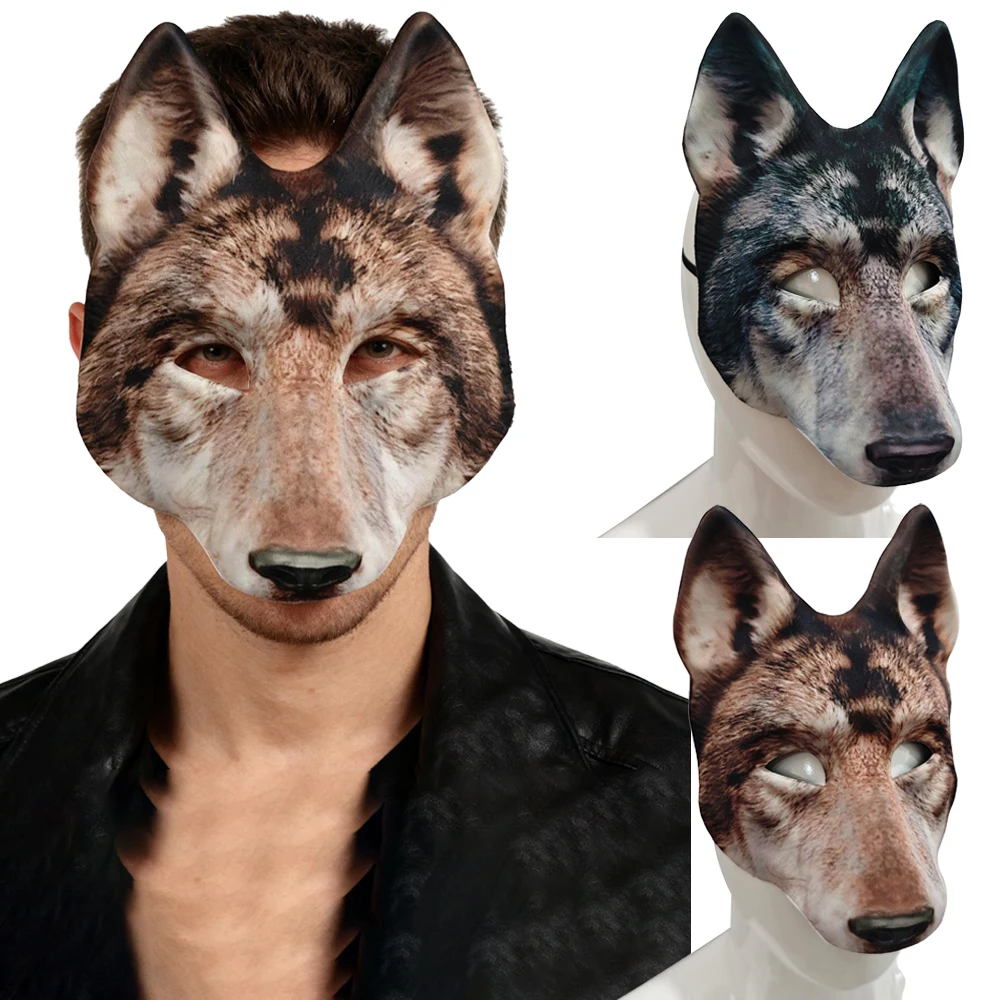 

Animal Werewolf Half Face Mask Cosplay Beast Wolf Women Men Eva Masks Halloween Carnival Dress Up Party Costume Props