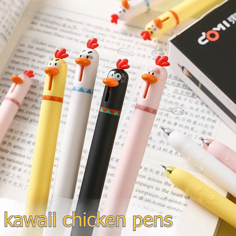 36pcs Cute Animal Chicken Gel Pens Kawaii Stationery Wholesale School Supplies Study Prizes Novelty Click Gel Pen Cute Things