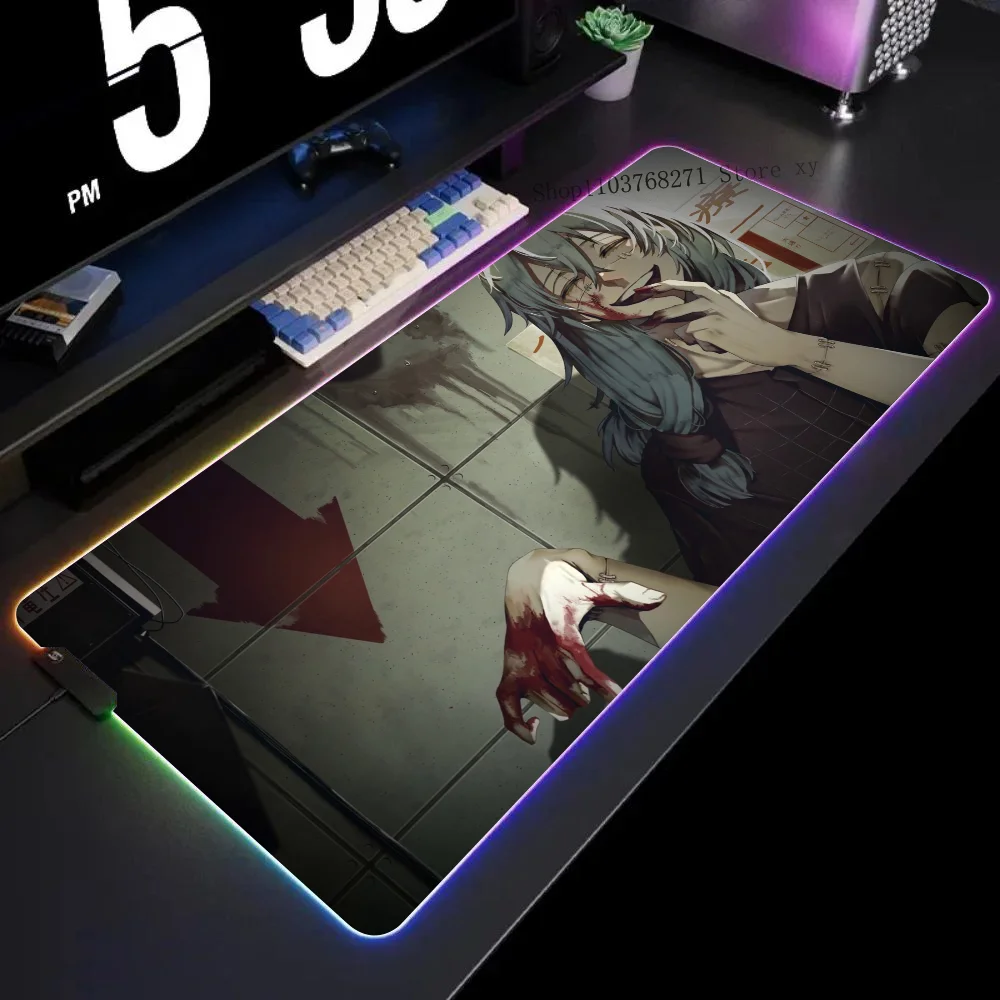 Mahito Jujutsu Kaisen Mousepad XXL RGB Gaming Mouse Pads HD Black Gamer Accessories Large LED