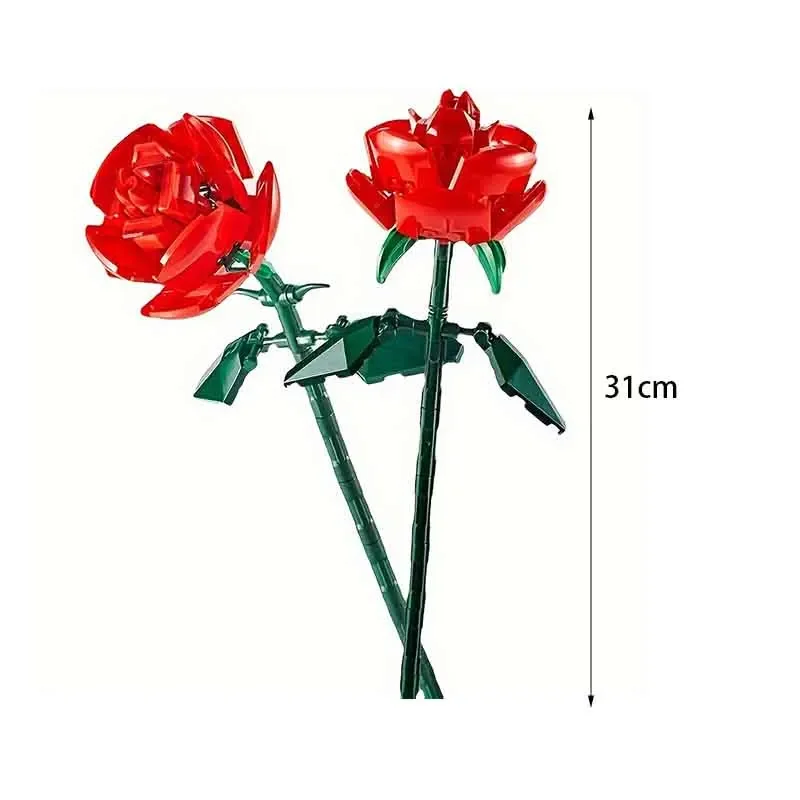 822PCS Bouquet of Roses Blocks Compatible 10328 Artificial Flowers Constructor Botanical Piece for Anniversary Birthday Gifts