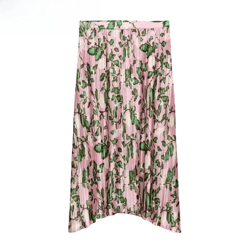 

High Waist Asymmetrical Casual Long Skirt Floral Print Pleated Midi f Body Skirt New Arrival Women's Faion Summer 2024
