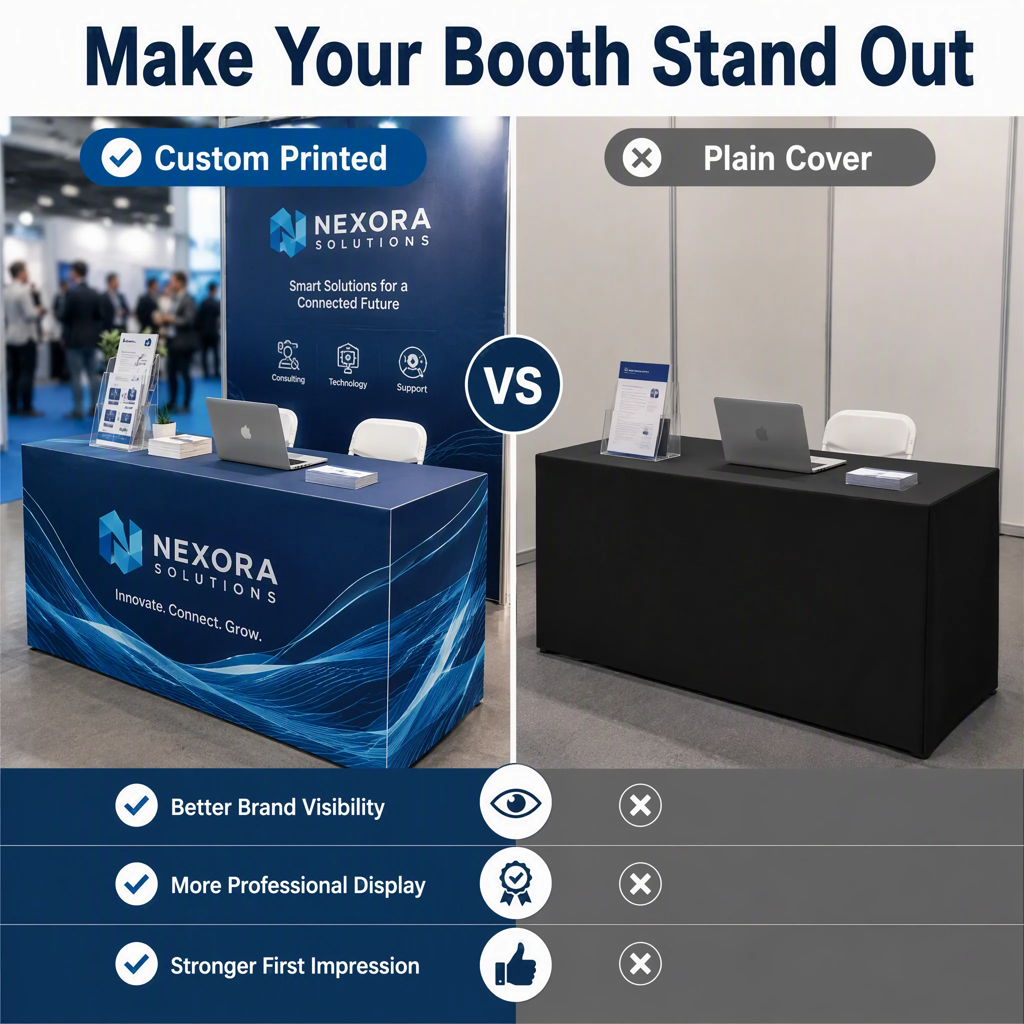 Custom Table Cover Personalized Logo Tablecloth for Trade Show Exhibition Booth Business Event Display Party Promotional Table D