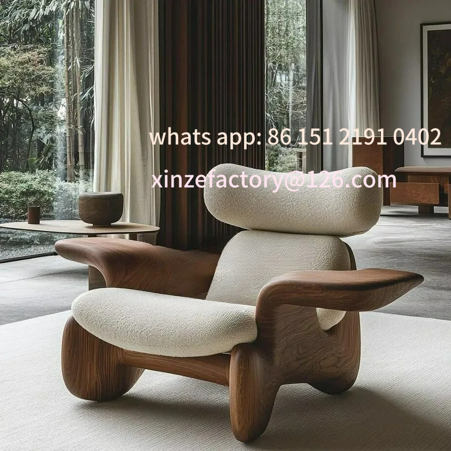 

Customizable wood art soft decoration creative special-shaped single leisure chair designer sofa chair balcony lazy c