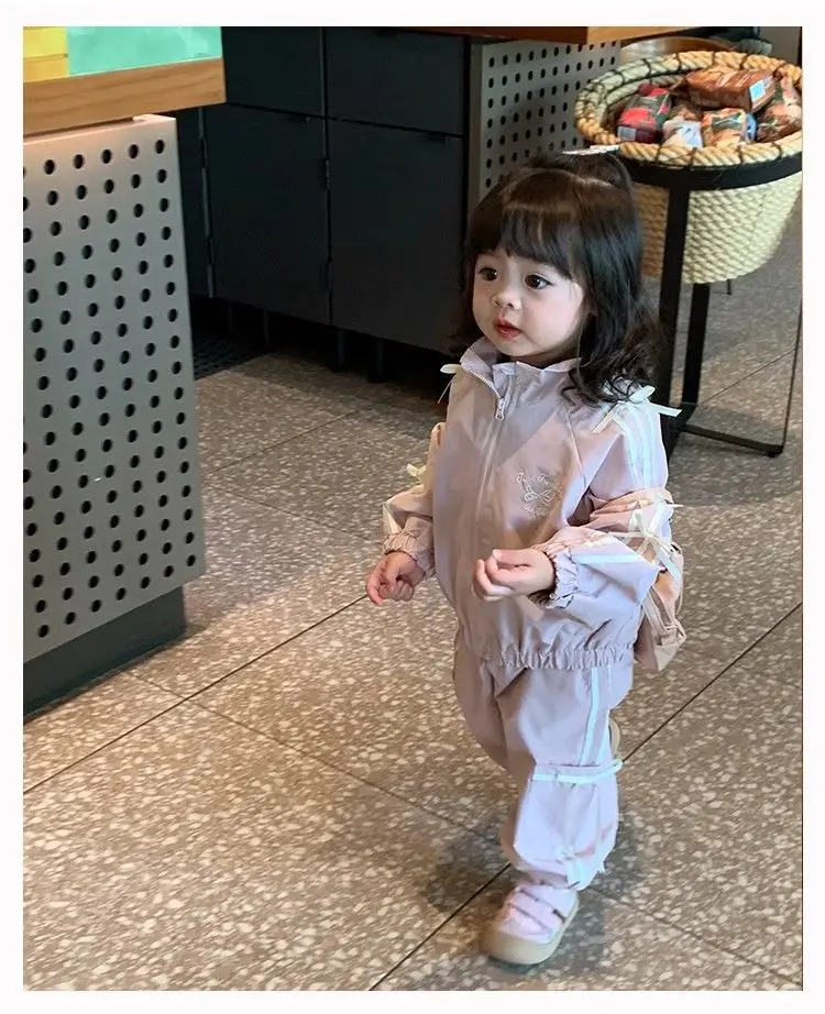 Koreanischer Stil, Jacke mit Schleife und Hose, zweiteiliges Set – lässiges Frühlingsoutfit für kleine Mädchen, Baby-Mädchen-Outfit-Set, Kleidung für kleine Mädchen. – Detail 8