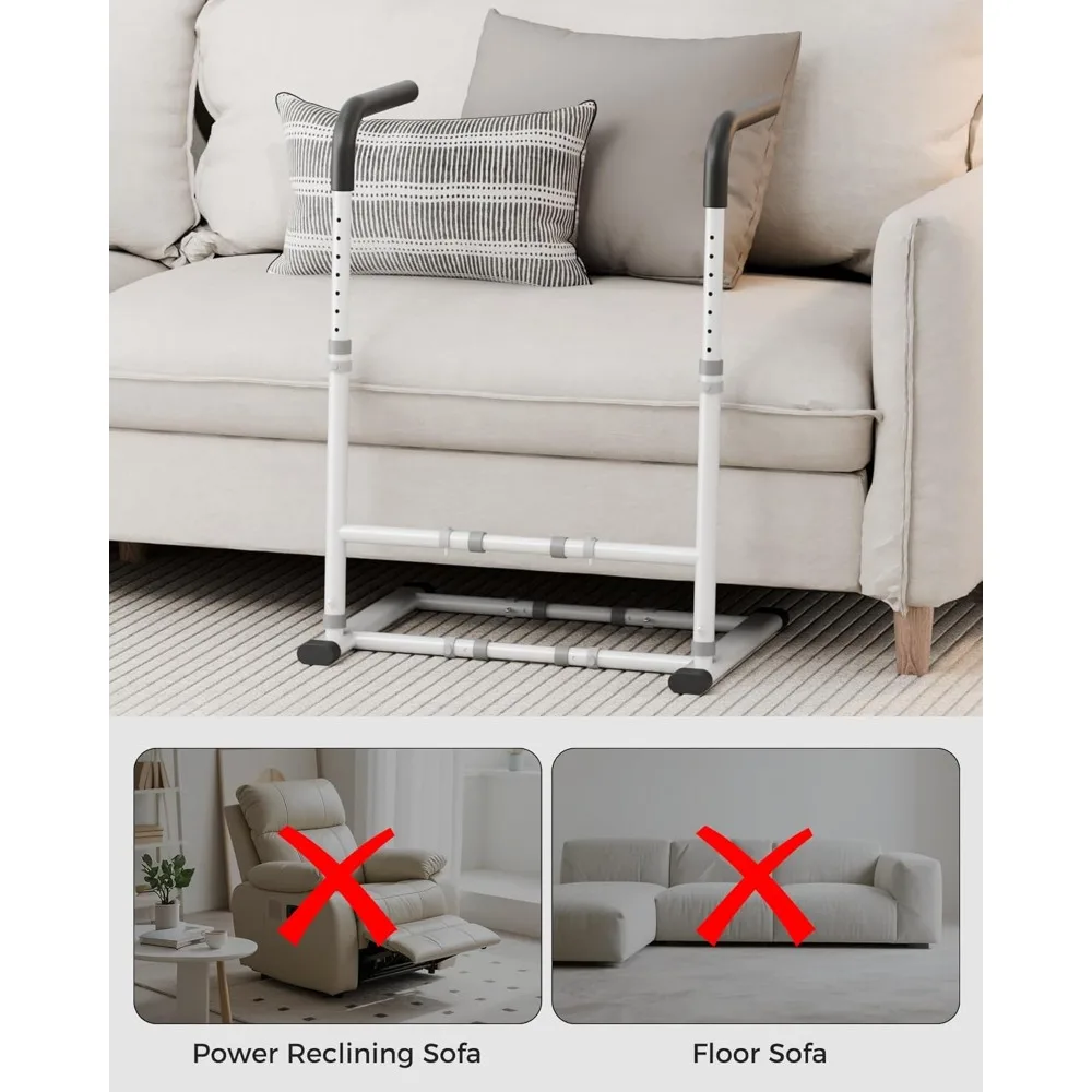 حامل مساعدة لكبار السن للأريكة والكرسي، ارتفاع وعرض قابل للتعديل، قبضة غير قابلة للانزلاق، يدعم ما يصل إلى 300 رطل، أبيض