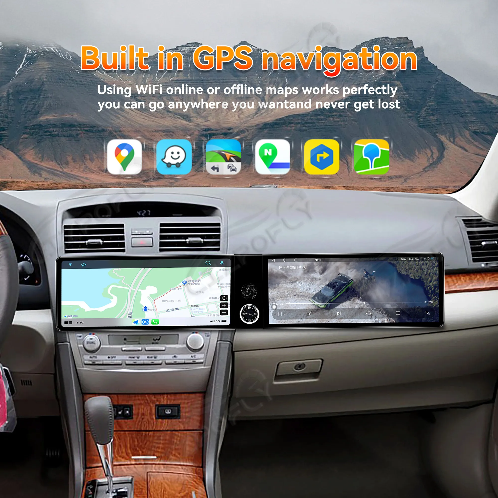 For Toyota Camry 2007-2011 Car Radio Stereo Multimedia Player Android Co-pilot Dual Screen Carplay GPS Navi Headunit