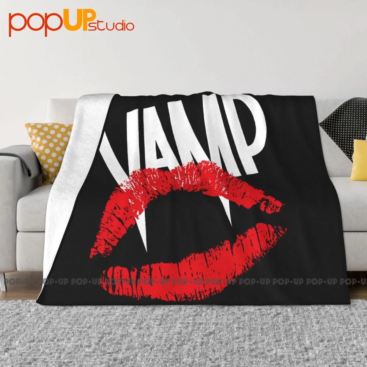 Vamp Movie Retro Grace Jones Vampire Horror Lips Blanket Sheet Flannel Super Soft Bedding Throws Mechanical Wash