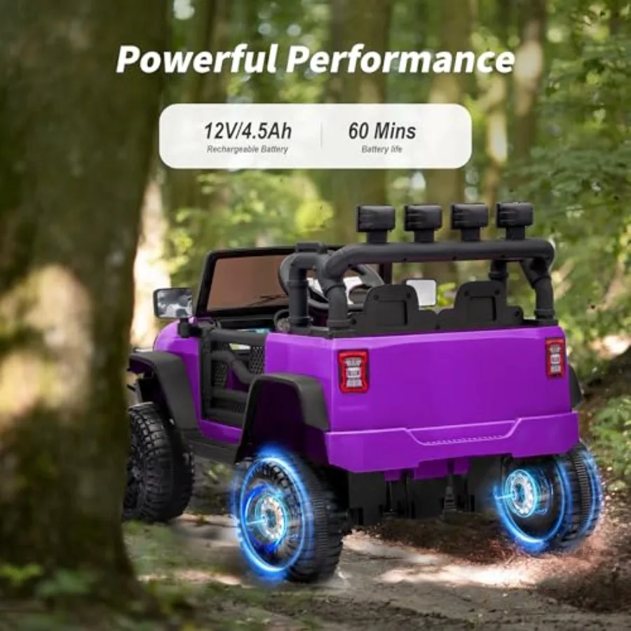 รถยนต์ของเล่นเด็ก ขับเคลื่อนด้วยไฟฟ้า 12V พร้อมรีโมทคอนโทรล ไฟ LED - สีม่วง