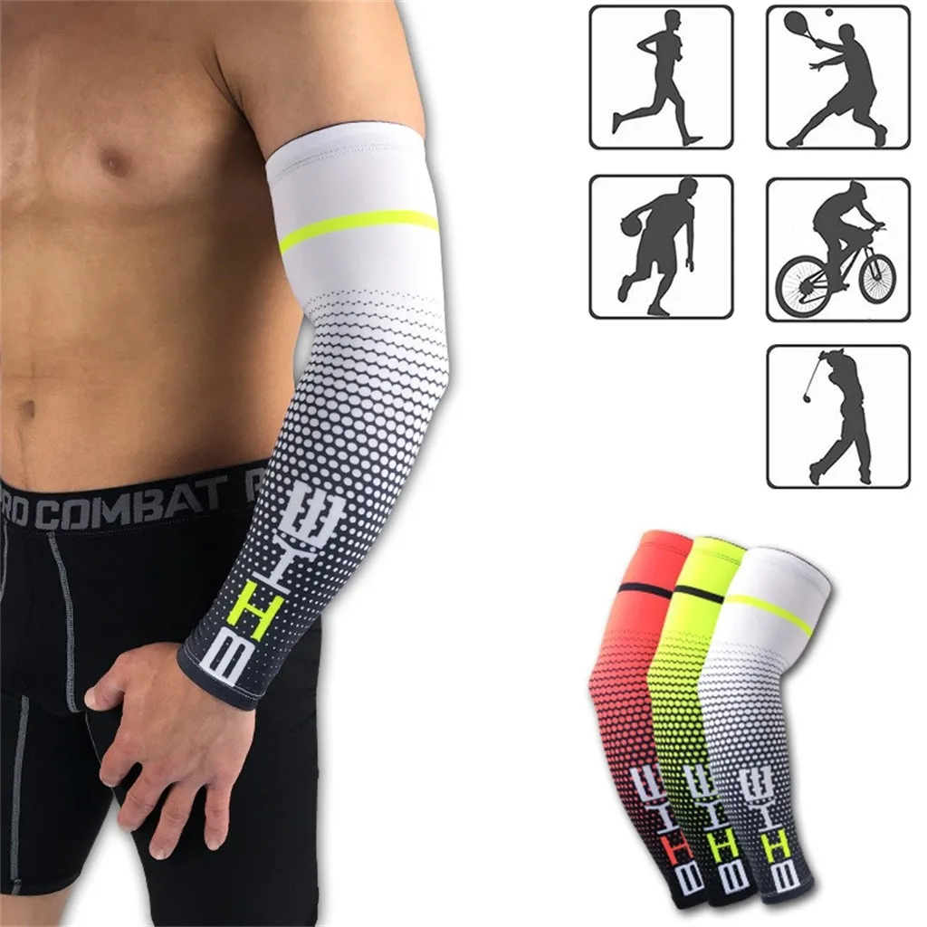 Gradient Compression Arm Sleeve Sports Gear Basketball Running Cycling Tennis Arm Guard Fitness Training Protective Sleeve T1