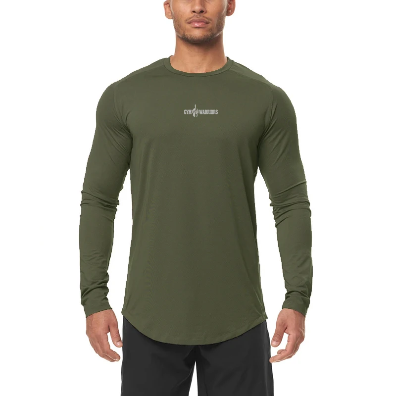 Mens Fitness Gym Workout Mesh Korean T-Shirt Fashion Sporting Clothing Cool Casual Quick Dry Breathable Long Sleeve Slim Tshirt
