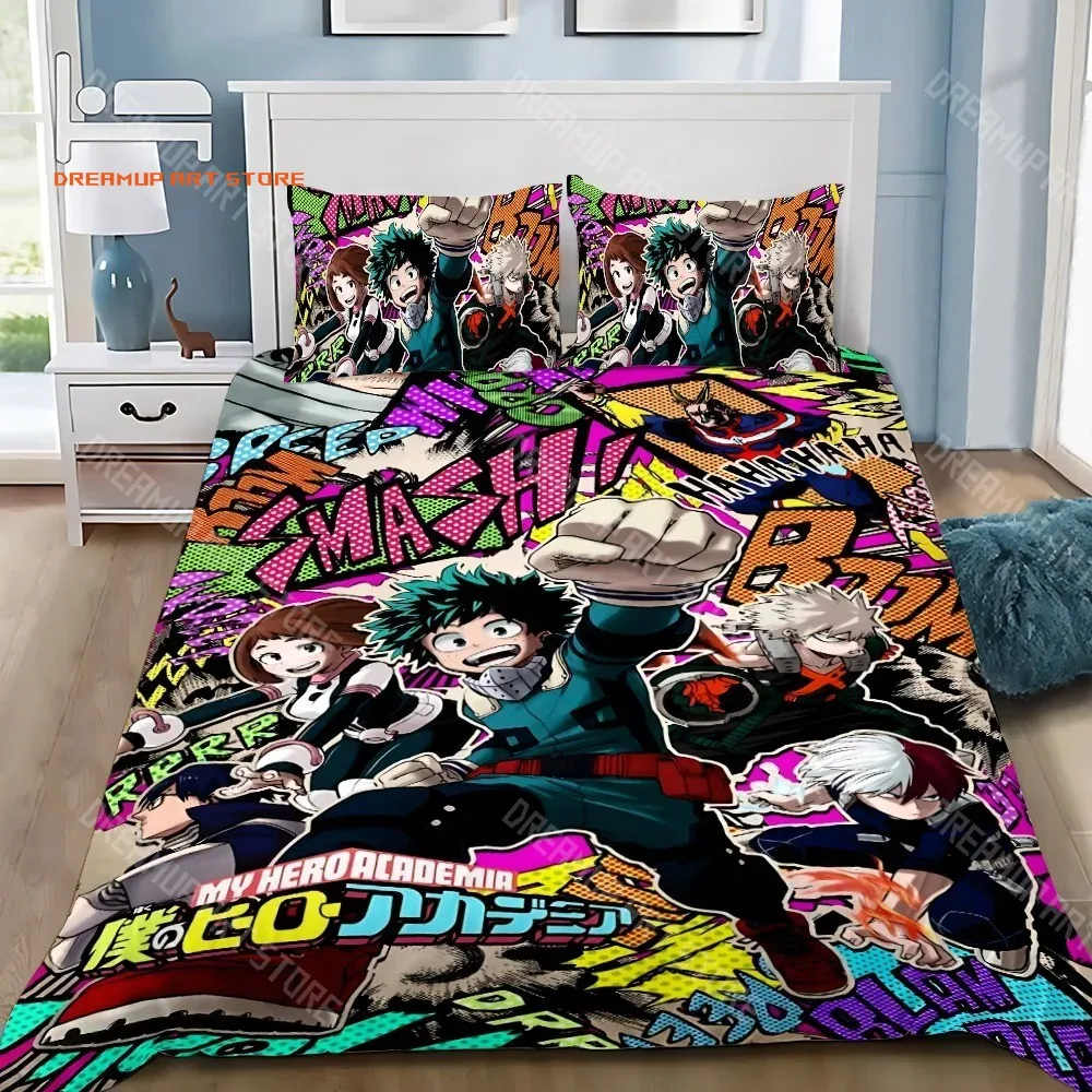 2026 Cartoon My Hero Academia Duvet Cover Pillowcase Bedding Set Adult Boys Girls Bedroom Decoration Children Single Double Size