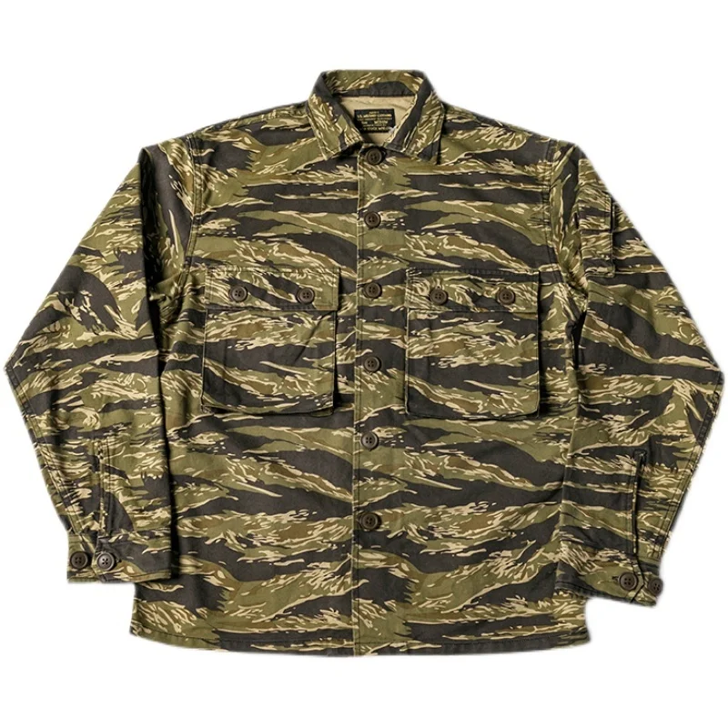 Imagem -03 - Guerra do Vietnã dos Homens Tigre Listra Camo Camisa Camuflagem Militar Overshirt Uniforme do Exército Caça Hoodies Overshirt Treinamento