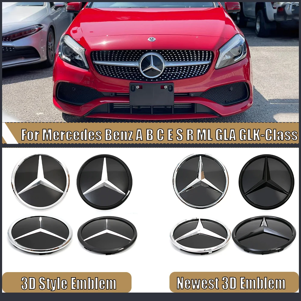 

3D Style Front Grille Badge Fit For Mercedes Benz A B C E S R SL ML GL GLA GLK-Class Illuminated Star Emblem