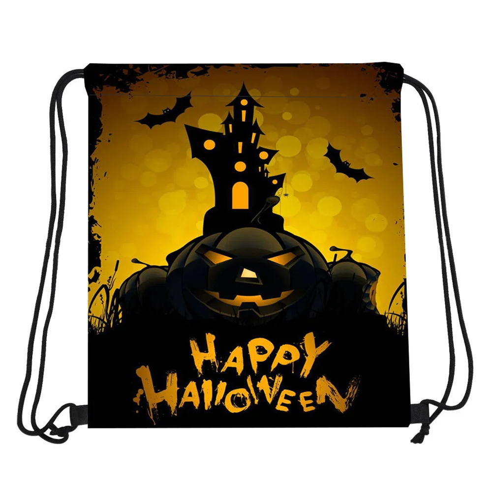 Bolsas con cordón de Halloween, bolsa de almacenamiento de dulces, patrón de calabaza, bruja, esqueleto, truco o trato, regalos