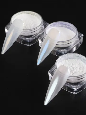 Moonlight Pearl White Nails Glitter Dust Chrome Aurora White Rubbing on Powder Shell Mirror Pigment Nail Art Supplies Decoration