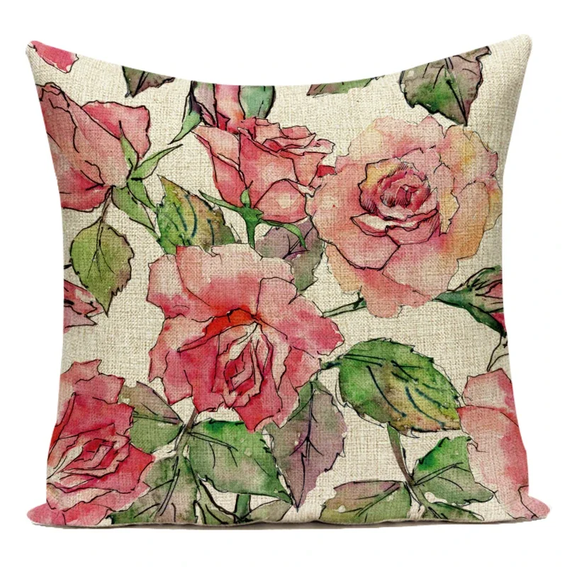 Exotic Floral Pattern Garden Summer Natural Flowers Leaf Botanical Tropical Jungle Gorgeous Cushion Sofa Throw Pillow Cover
