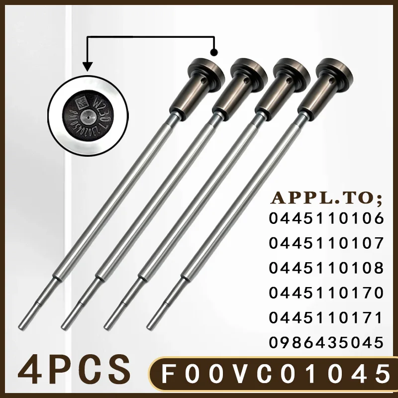 4Pieces Common Rail Valve Component F00VC01045 Is Compatible With Injector Model:044511095 044511096 044511099 0445110100 LG2342