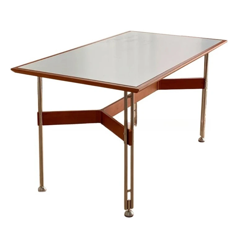 

Medieval rectangular table stainless steel household dining table small apartment computer desk simple desk