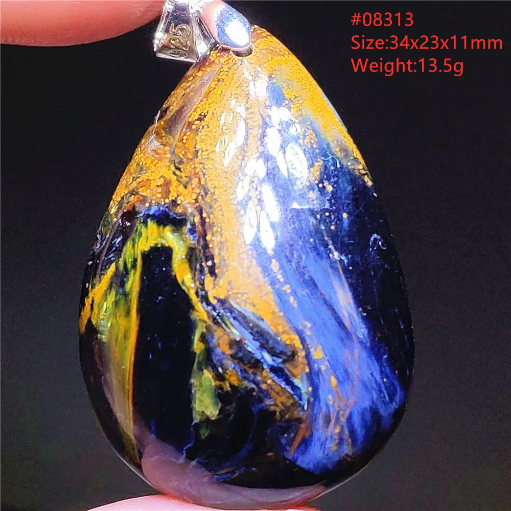 

Natural Blue Pietersite Chatoyant Pendant Jewelry Cat Eye Bead Yellow Petersite Gemstone Women Men Gemstone Namibia AAAAAA