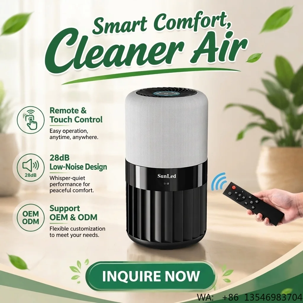 Sunled Factory Price Home Use Pet Hair Air Filter Activated Carbon Real Hepa Filter Portable Purifying Table Desk Air Purifier