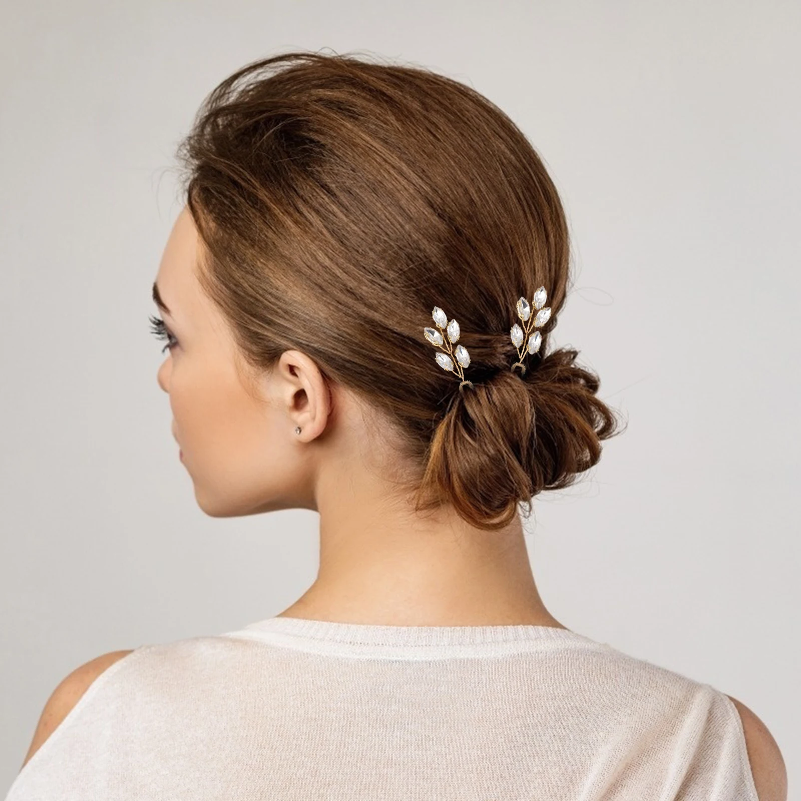 

Rhinestone Hairpin Clip Bridal Accessories Headwear Women Golden Drill Hair Accessories Stylish Bride Decorations Crystal