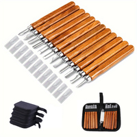 12pcs SK2 Carbon Steel Wood Carving Knife Canvas Box Set - Handmade Woodworking Tools for Sculpture, DIY Crafts and Beginners