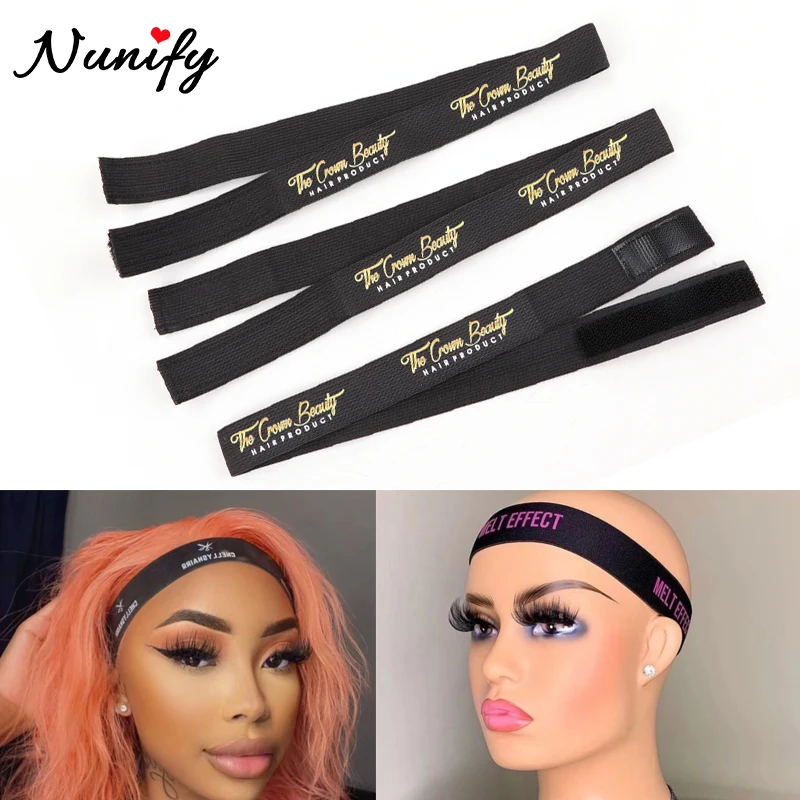 

30Pcs Personalized Logo Wig Bands Edge Laying Scarf Wig Grip Band For Frontal Non Slip Hair Wrap Adjustable Elasctic Headbands