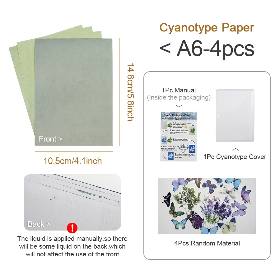 A6 Cyanotype DIY Kit Sun Print Paper Set for Beginners Retro Art Handmade Parent-child School DIY Craft Creative Gift