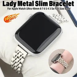 Stainless Steel Strap for Apple Watch 8 Ultra 49mm 7 41 45mm Metal Slim Women Bracelet For iwatch series 6 SE 5 4 3 38 42 44mm