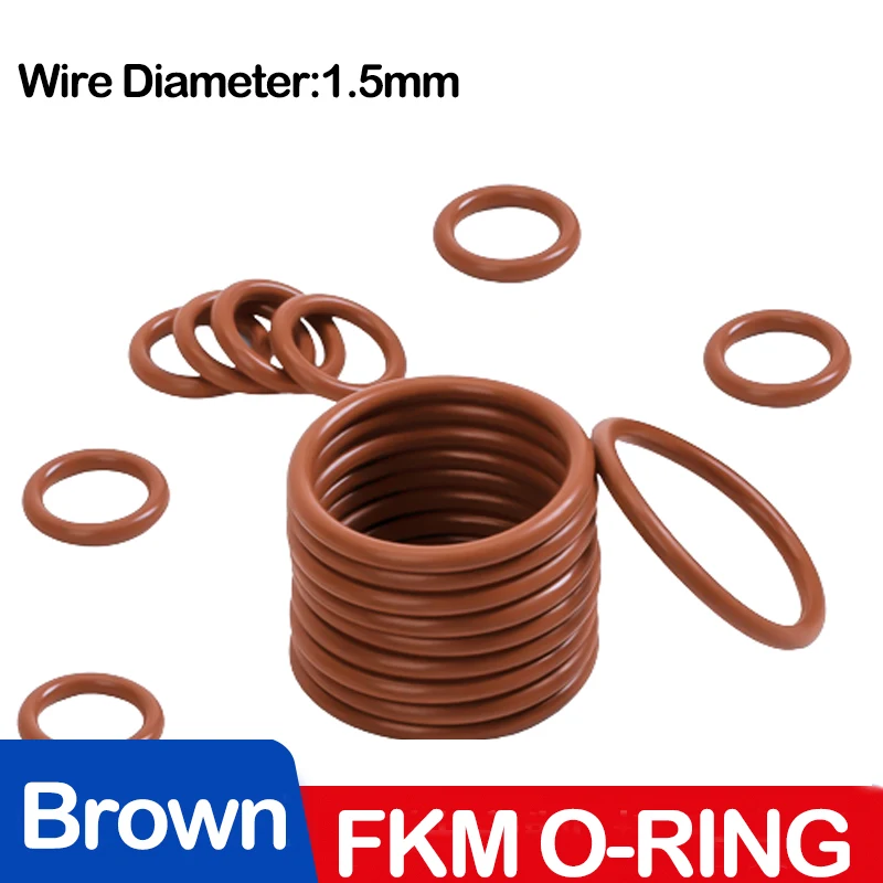 Brown FKM O Ring Seal,High temperature and Corrosion Resistance ,Fluorine Rubber O-Rings Outer diameter 4-105mm WD 1.5mm