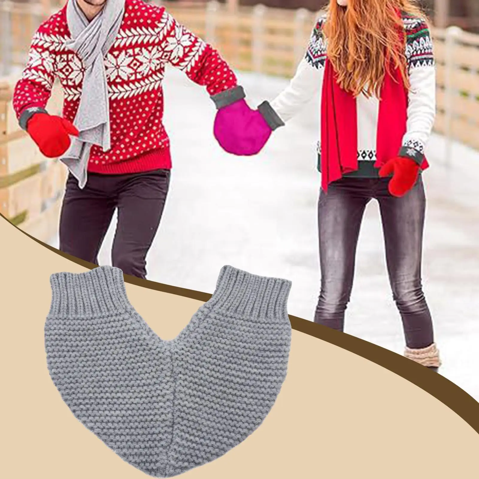 Couple Holding Hand Gloves Heart Shape Winter Mitten Winter Gloves for Running Cold Weather