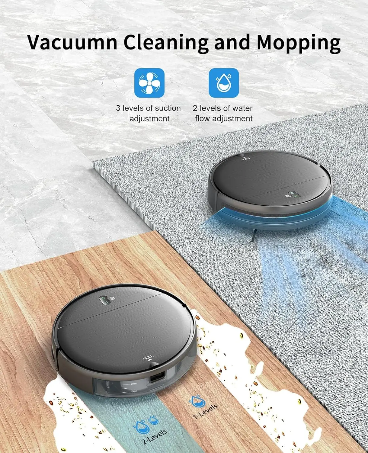 and Mop  , 2 in 1 Mopping Robot Vacuum Cleaner with Schedule,  Strong Suction, Ease of Use,