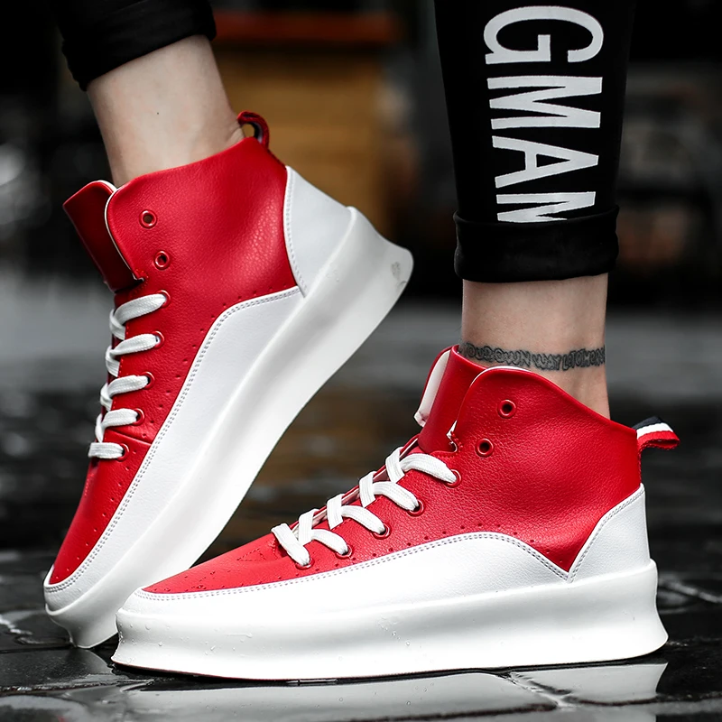 Hot Fashion High top Men Sneakers Streetwear Hip hop Platform Sneakers Men Leather Casual Shoes Lace-up Designer Mens Trainers