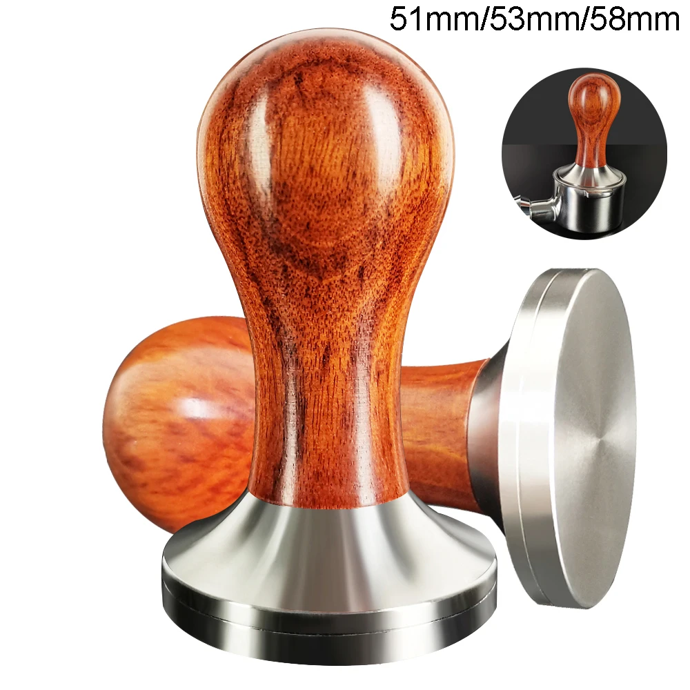 51/53.3/58mm Espresso Tamper Coffee Stainless Steel Distributor Tampers Accessories Solid Wood Handle For 51/54/58mm Portafilter