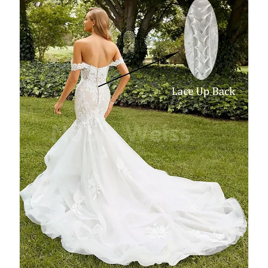 Mermaid Wedding Dress with Elegant V-Neck and Appliques Customized