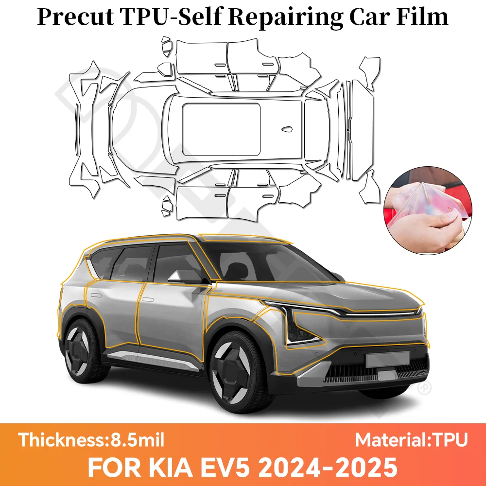 

For KIA EV5 2024-UP Full Car 8.5Mil Clear TPU PPF Pre-Cut Paint Protective Film Kit Anti-Scratch Self-Adhesive Car Exterior Wrap