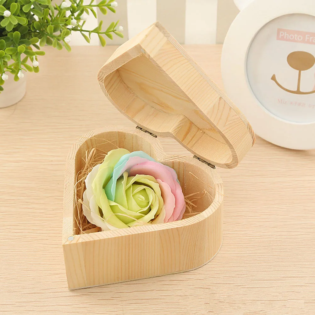 

Heart-Shaped Wood Jewelry Box Storage Case Organizer for Rings Earrings Necklaces Gift Home Decor Desktop Durable Fine