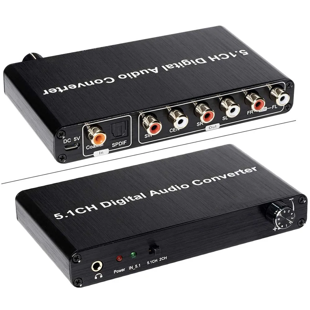 5.1CH DAC Converter Audio Decoder Digital Optical Coaxial Toslink to RCA 3.5Mm Jack Support for DOLBY AC-3 DTS 5.1