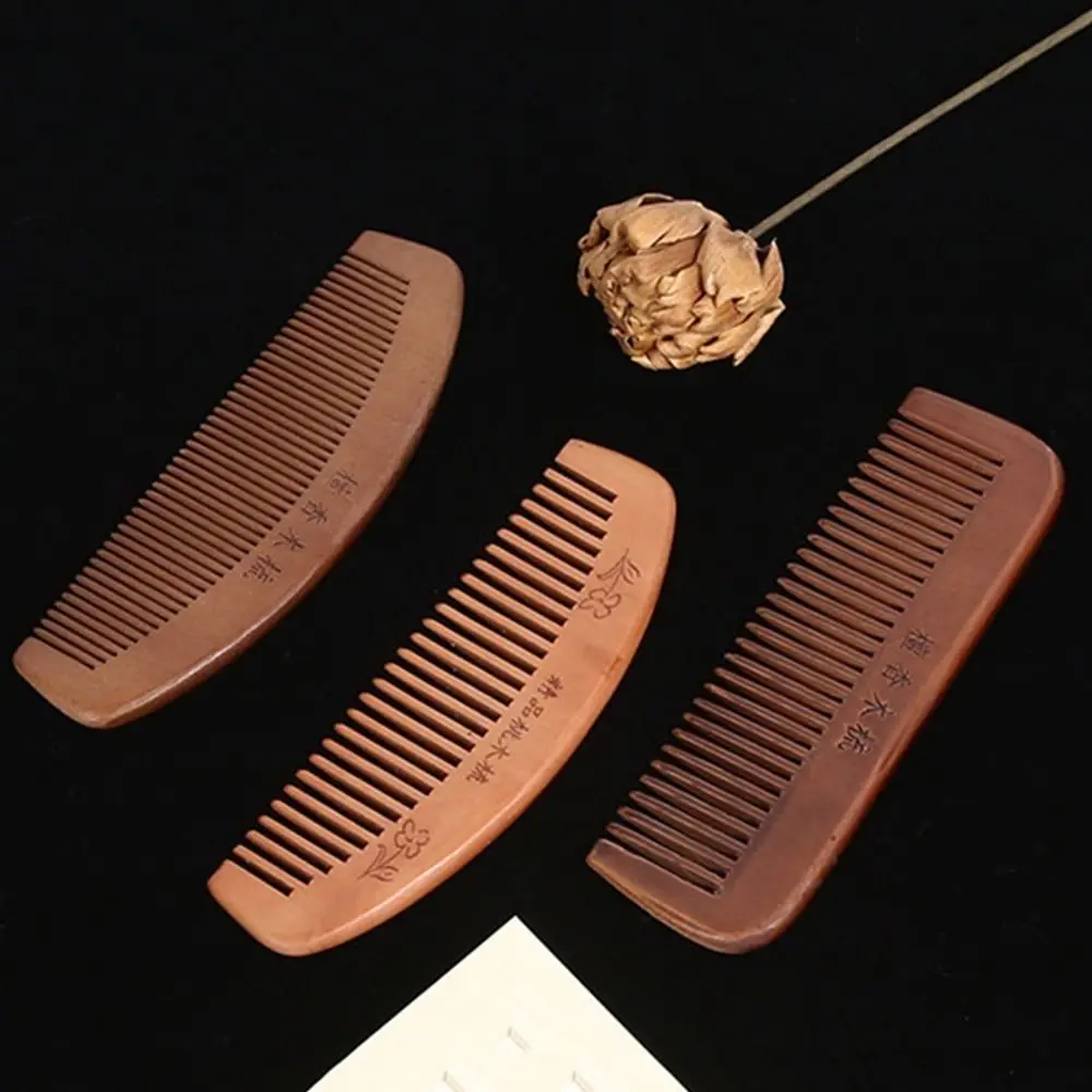 Wood Wooden Scalp Combs Coarse Tooth Anti-Static Head Acupuncture Point Massage Comb Carve Designs Traditional